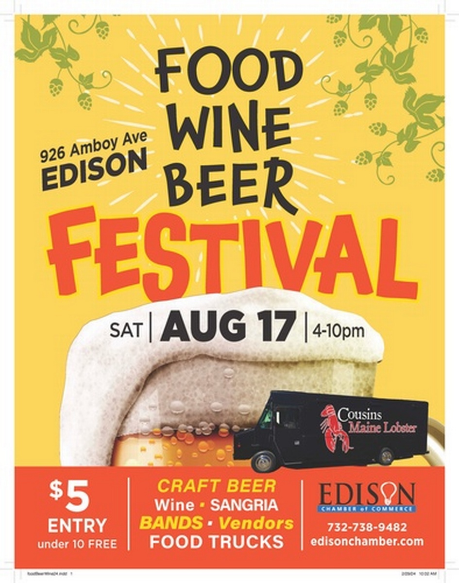 2024 Food, Wine, and Beer Festival Aug 17, 2024 Edison Chamber of